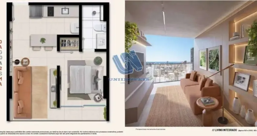 Apartamento quarto e sala com varanda 32,65m2 no jardim apipema