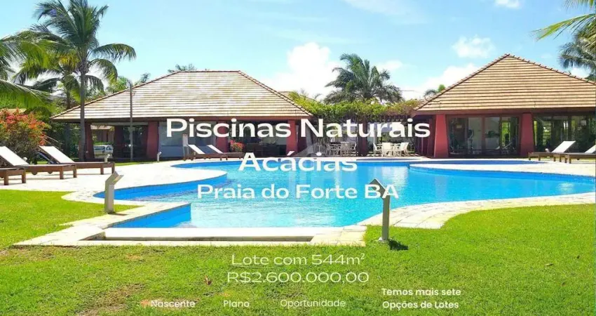Terreno nascente no condomínio acácias, praia do forte – 544m² com acesso à praia