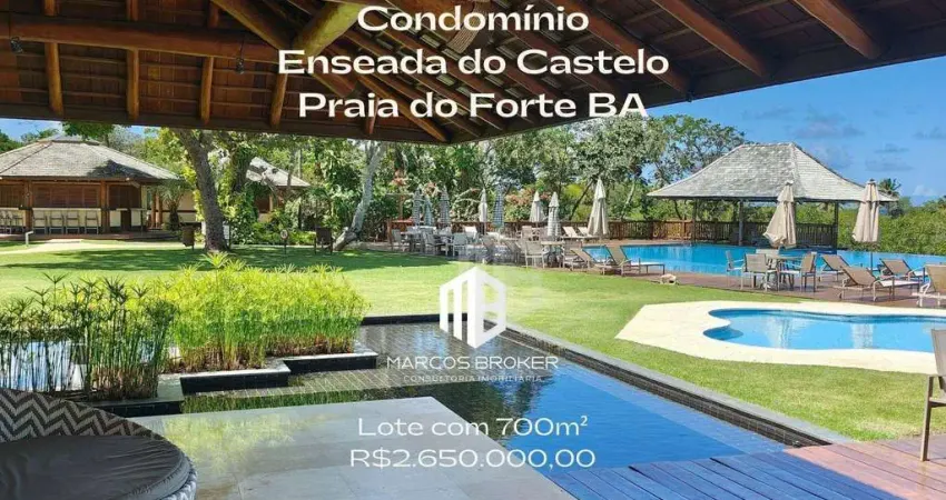 Terreno de esquina à venda no condomínio enseada do castelo – praia do forte, 700m², r$2.650.000