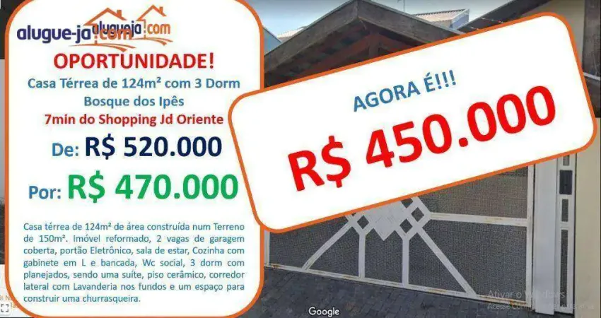Casa à venda no Residencial Bosque dos Ipês - São José dos Campos/SP com 76 m²