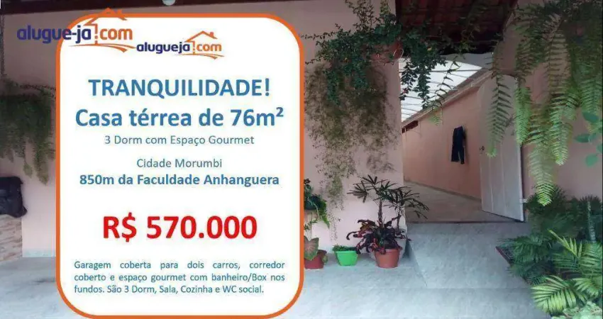 Casa com 3 quartos à venda, 76 m² - Cidade Morumbi - São José dos Campos/SP