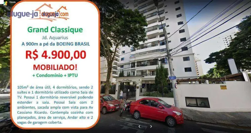 Apartamento Mobiliado para Alugar no Jardim Aquarius com 4 quartos  105m²