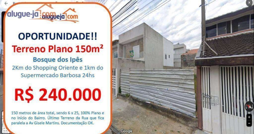 Terreno à venda no Bosque dos Ipês - São José dos Campos/SP com 150 m²