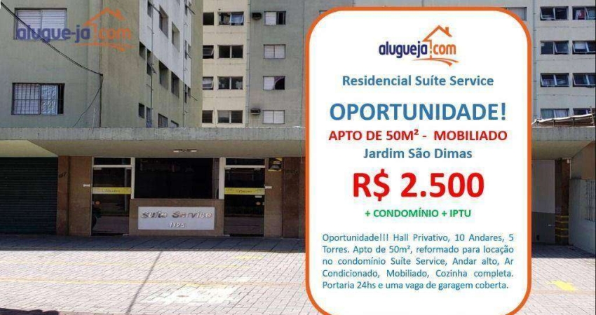 Apartamento com 1 dormitório para alugar, 50 m² por R$ 2.990,00/mês - Jardim São Dimas - São José dos Campos/SP