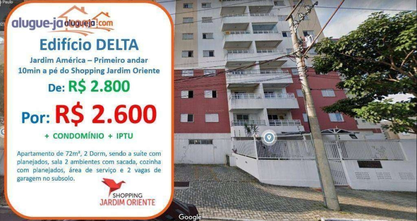 Apartamento com 2 dormitórios para alugar, 72 m² por R$ 3.052,00/mês - Jardim América - São José dos Campos/SP
