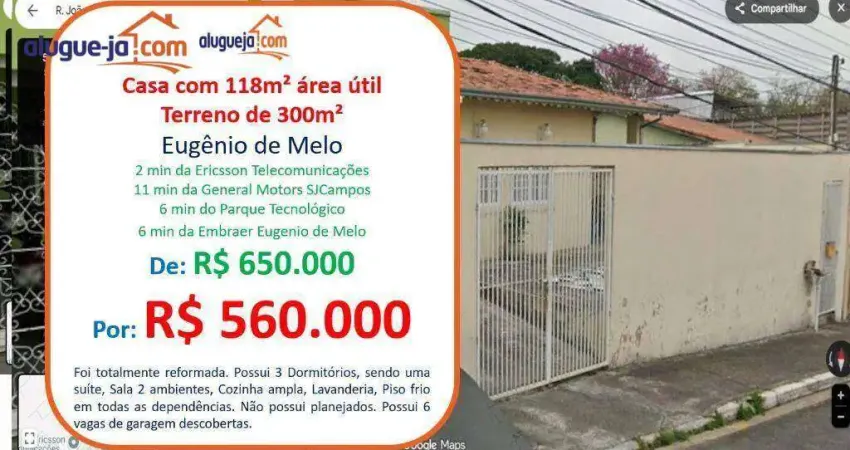 Casa com 3 dormitórios à venda, 118 m² por r$ 560.000 - eugênio de melo - são josé dos campos/sp