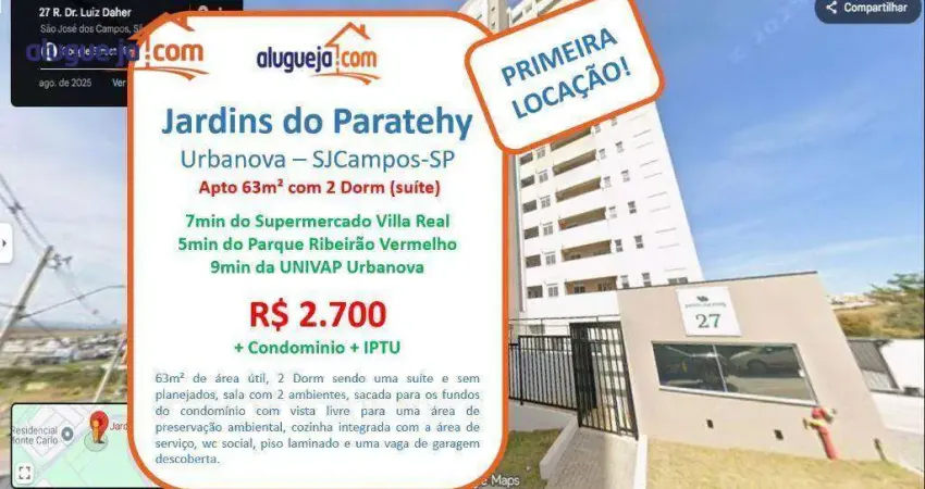 Apartamento com 2 dormitórios para alugar, 63 m² por r$ 3.253/mês - urbanova - são josé dos campos/sp