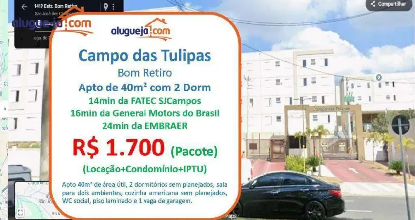 Apartamento com 2 dormitórios para alugar, 40 m² por r$ 1.700/mês - bom retiro - são josé dos campos/sp
