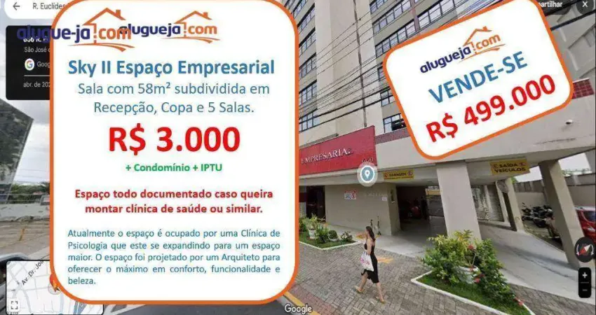 Sala, 58 m² - venda por R$ 499.000,00 ou aluguel por R$ 4.020,00/mês - Centro - São José dos Campos/SP
