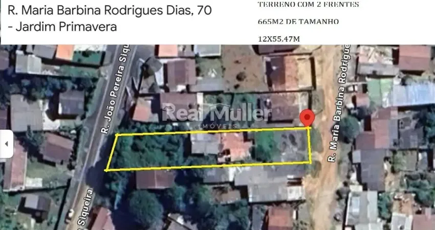 Terreno almirante tamandaré - cachoeira - 645m2 - 2 frentes com ruas asfaltadas