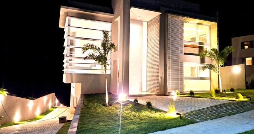 Casa de luxo em condomínio à venda em Camaçari-BA, bairro Abrantes! 7 quartos, 7 suítes, 2 salas, 9 banheiros, 4 vagas, 480m².