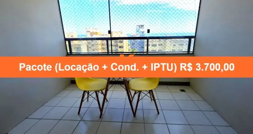 Apartamento para locação na pituba, salvador-ba: 1 quarto, 1 sala, 1 banheiro, 1 vaga de garagem, 60m² de área. condomínio pituba ville.