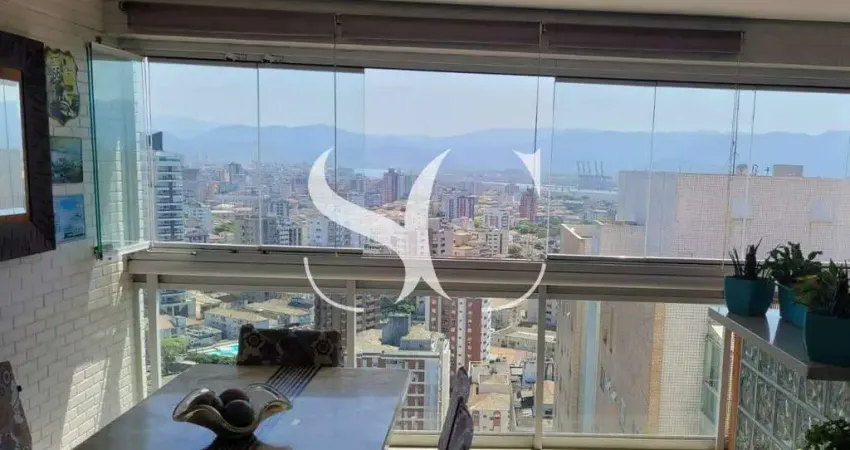 Apartamento com dois dormitorios e duas vagas de garagem na ponta da praia.