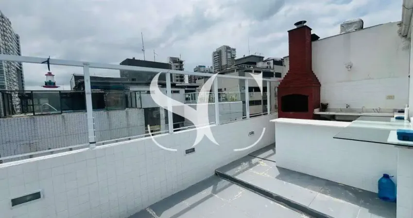 Cobertura para locação com três dormitórios na aparecida em santos.