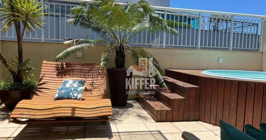 Cobertura Linear Alto Padrão | 210m² | Sol da Manhã | Piscina Privativa, Churrasqueira e 3 Vagas | 3 Quartos (1 Suíte).