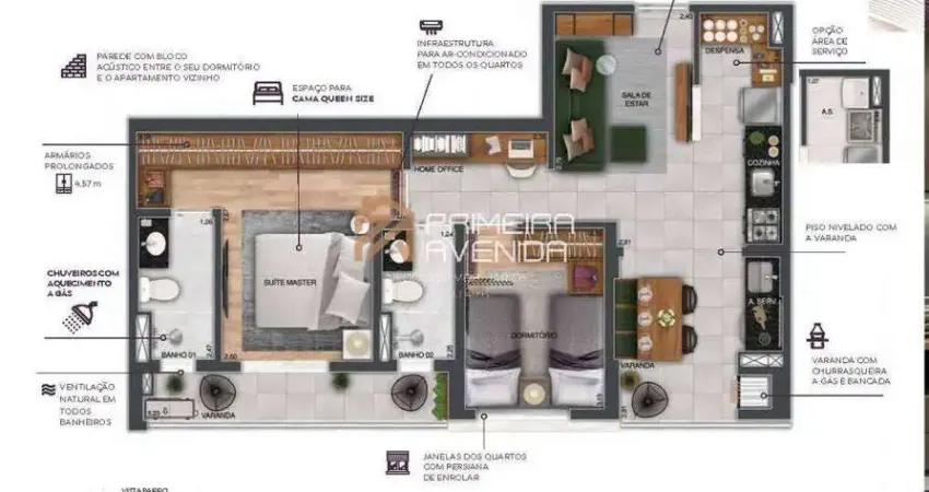 Repasse - Apartamento 68m² - 2 dorms/1 suíte - Wonder Cidade Jardim