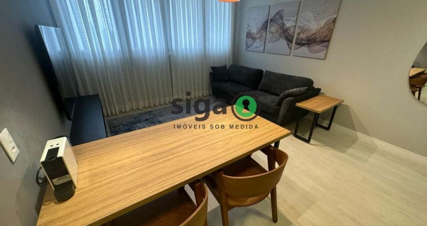 Apartamento 38m² para locação mobiliado, localizado na Chácara Santo Antônio, São Paulo