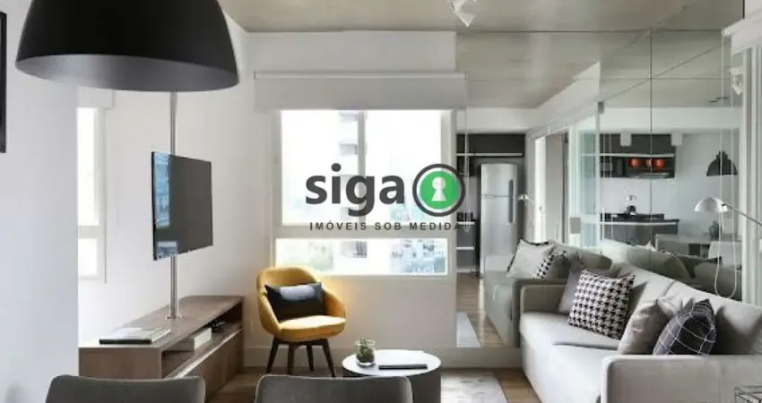 Studio com 64m², no brooklin, com 1 quarto, 2 banheiros e 1 vaga, mobiliado para locação