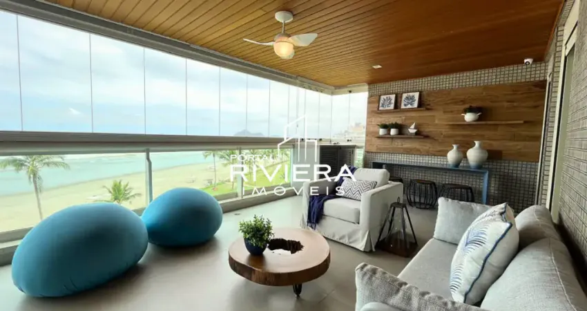 Frontal ao mar com elevador privativo e 4 suítes, 211m² úteis