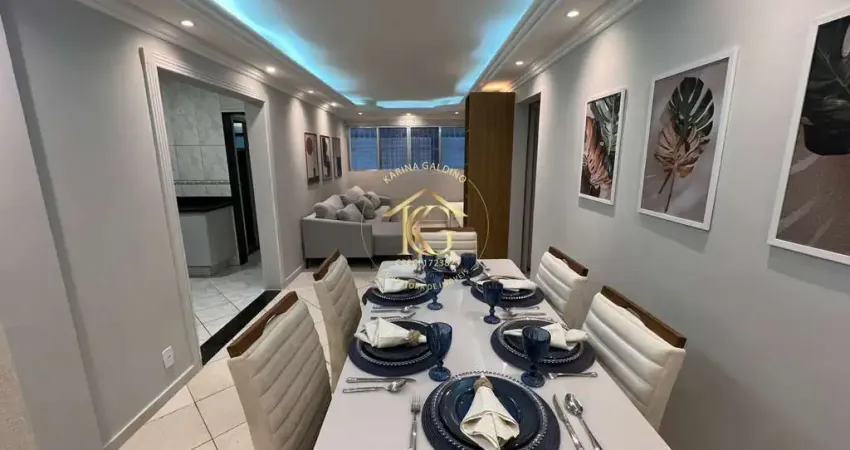 Apartamento mobiliado de 2 quartos e suíte no bairro guilhermina, praia grande.