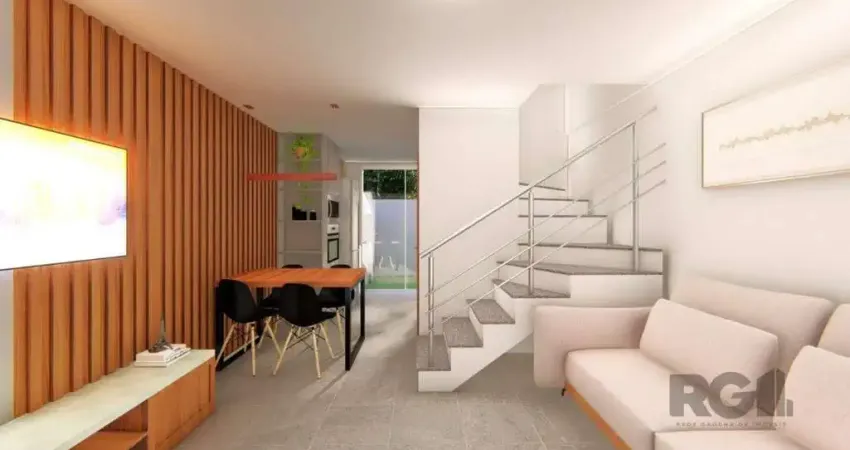 Casa estilo sobrado com 2 quartos e pátio, à venda no bairro vila nova, em porto alegre/rs