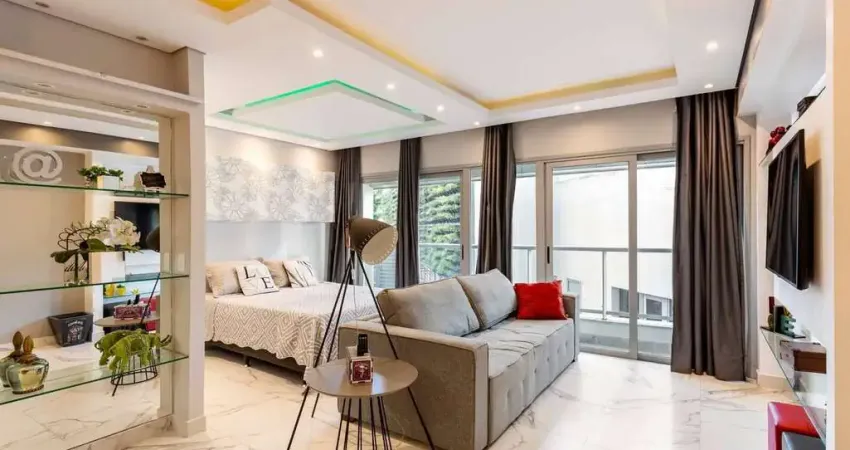 1 dormitório mobiliado no trend nova carlos, com sacada, churrasqueira