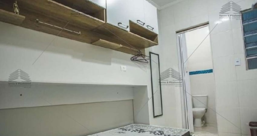 Kitnet de 16 m² a venda no Mirandópolis, com 1 dormitório, 1 banheiro, cozinha, área de serviço, moveis planejados, mobiliado