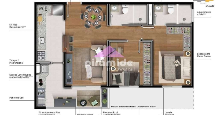Apartamento com 2 dormitórios à venda, 58 m² por R$ 450.721,00 - Parque Industrial - São José dos C