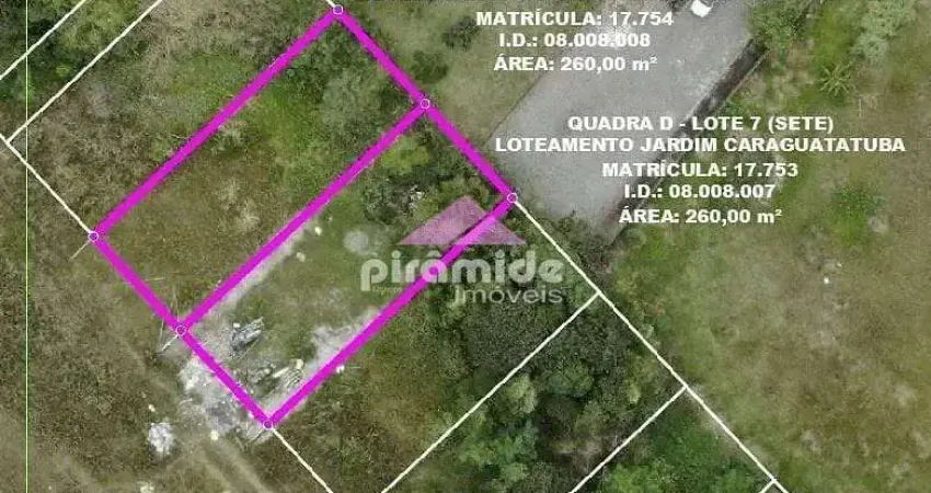 Terreno à venda, 260 m² por R$ 350.000,00 - Massaguaçu - Caraguatatuba/SP