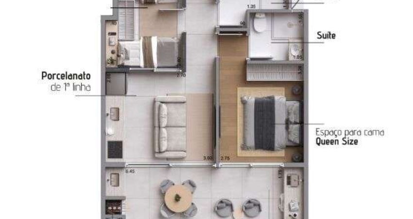 Apto 2Dorm/1suíte - 53,40m² - Praia das Toninhas - Ubatuba-SP
