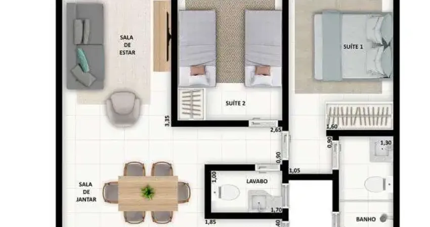 Unidade 1º Andar - Apto 2dorm/2Suítes - 73,09m²- Praia Grande- Ubatuba-SP