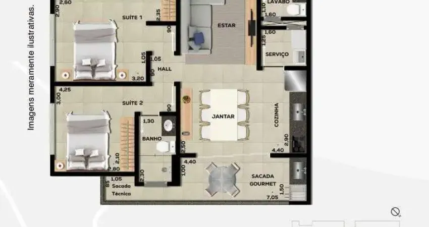 Apto 2dorm/2Suítes - 78,92m²- Itaguá - Ubatuba-SP