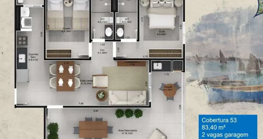 Cobertura - 2dorm/1suíte -83,40m² - Centro - Ubatuba-SP