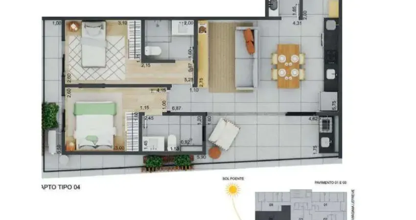 Apto -  2dorm/2suítes -  81,57m² - Tenório - Ubatuba-SP