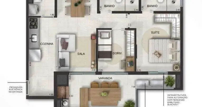 Unidade 1º andar - Apto 2dorm/1suíte - 67,94m² - Massaguaçu - Caraguatatuba-SP