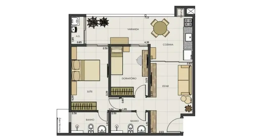 2dorm/1 suíte - 66m² , Praia do Perequê-Açu, Ubatuba-SP