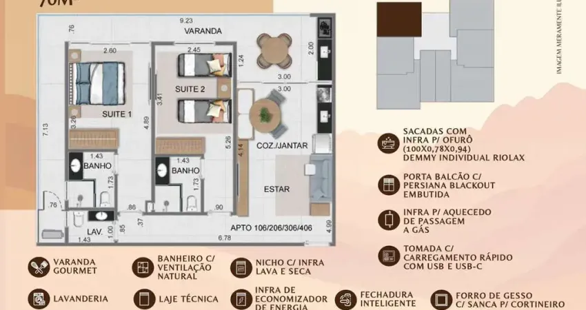 Apto 2 dorm/2suítes- 70,00m² - Tenório - Ubatuba-SP
