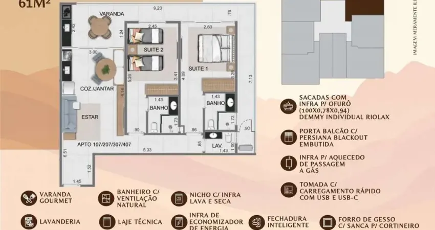 Apto 2 dorm/2suítes- 72,00m² - Tenório - Ubatuba-SP