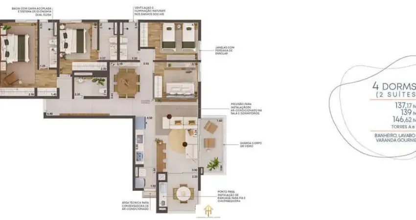 Apto 4dorm/2suítes- 137,17m² - Massaguaçu - Caraguatatuba-SP