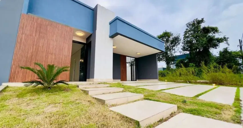 Suca casa nova térrea com piscina e cascata no Condomínio Vivendas das Marinas, 3 suítes. Financia!