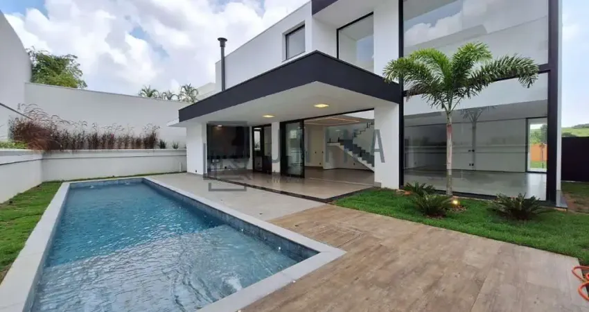 Residência de alto padrão em condomínio fechado em Campinas-SP, Alphaville Dom Pedro: 3 quartos, 3 suítes, 3 salas, 5 banheiros, 4 vagas de garagem, 374,47 m².