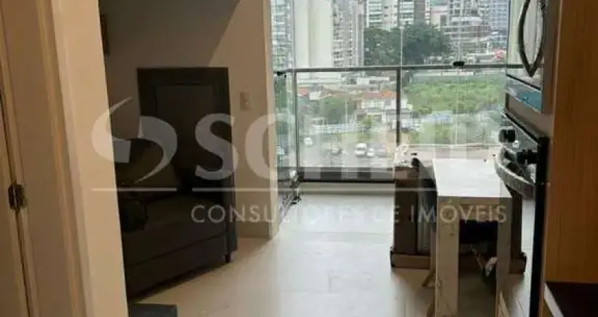 Studio mobiliado no brooklin 27m², 1 quarto, 1 banheiro, sala, a uma quadra da estação do metro.