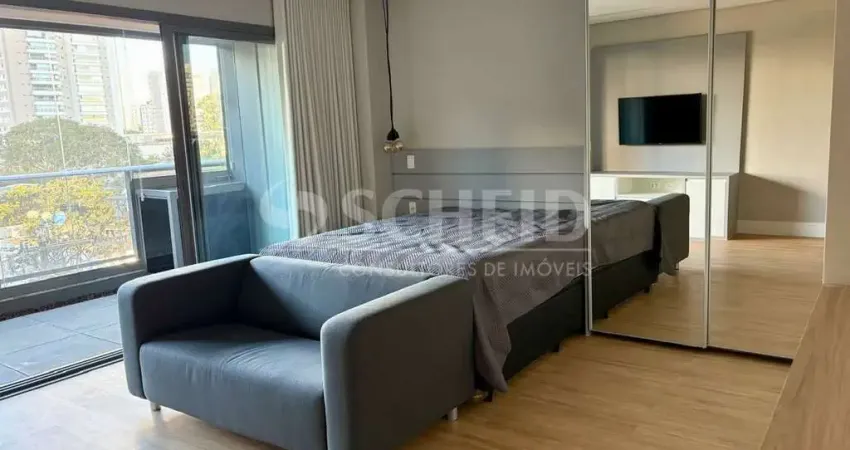 Apartamento studio 41m² mobiliado para locação no Cond Habitarte Verde - Brooklin, 1 vaga de garagem