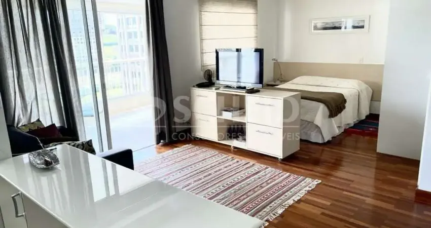 Estúdio mobiliado de 55m² com varanda fechada ao lado da Av. Berrini