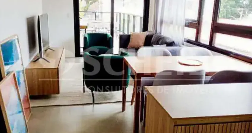 Apartamento mobiliado para locação em pinheiros com terraço, 1 suite, 1 vaga e prox ao metrô