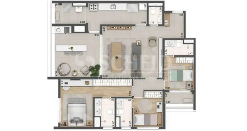 Apartamento a venda no alto da boa vista - no contra piso. 125 m², 3 suítes, 2 vagas.