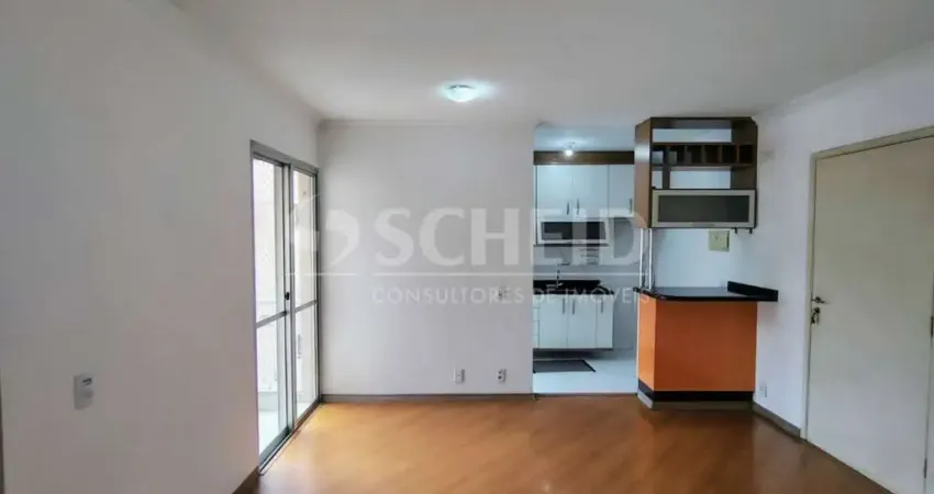Apartamento para locação, 2 quartos, sala, varanda, cozinha americana e 1 vaga.