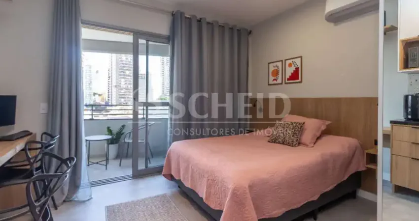 Studio mobiliado de 25m² com lazer completo próximo ao metrô brooklin