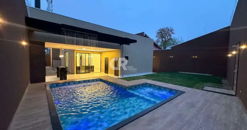 Casa térrea, 3 suítes, acabamento alto padrão, terreno 480m2, área útil 165m2.