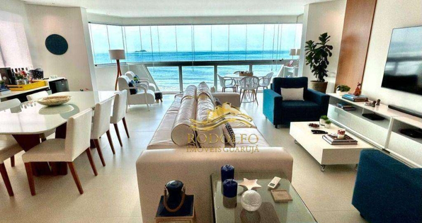 Guarujá Praia das Astúrias Frente ao Mar com Ampla Vista 3 Suítes 156m² 2 Vagas Piscina Sauna Reformado e Decorado